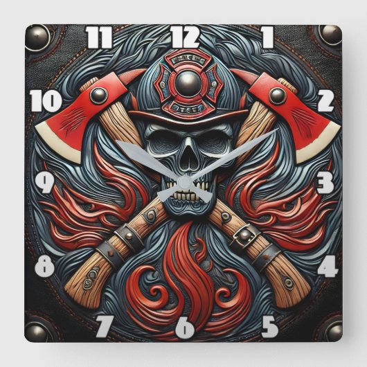 Symbool van moed en brandbeveiliging vierkante klok (Voorkant)