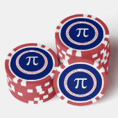 Symbool van pi in Cirkel op Navy Blue Poker Chips (Opstapeling)