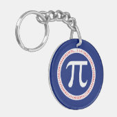Symbool van pi in Cirkel op Navy Blue Sleutelhanger (Voorkant Links)