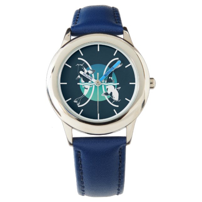 Symbool van pisces - Astrologische Zodiab Sign Wat Horloge (Voorkant)
