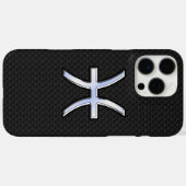 Symbool van pisces op zwarte slangenhuidstijl Case-Mate iPhone case (Achterkant (horizontaal))