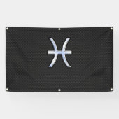 Symbool van pisces op zwarte slangenhuidstijl spandoek (Horizontaal)