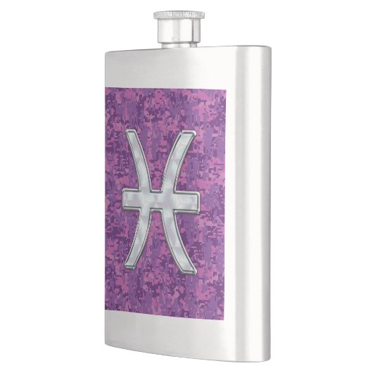 Symbool van Pisces Zodiac op Fuchsia Digital Camo Flacon (Links)