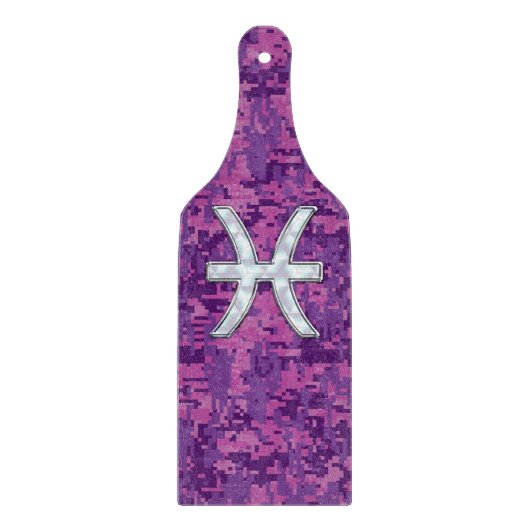 Symbool van Pisces Zodiac op Fuchsia Digital Camo Snijplank (Voorkant)