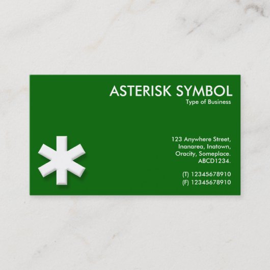 Symbool van sterisk - Groen (006600) Visitekaartje (Voorkant)
