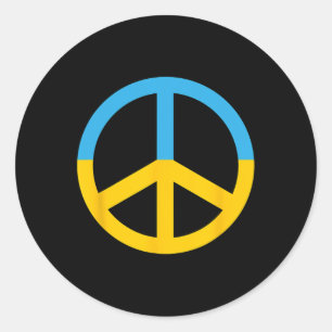 Symbool van vrede met de kleuren van de Oekraïense Ronde Sticker