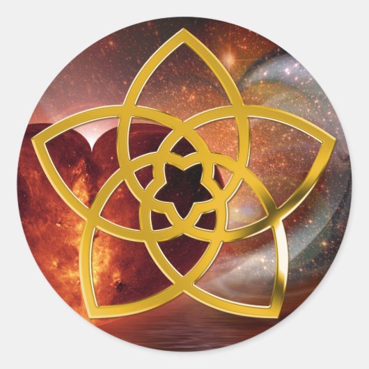 Symbool Venus Flower/GOLD | Fantastische liefde Ronde Sticker (Voorkant)
