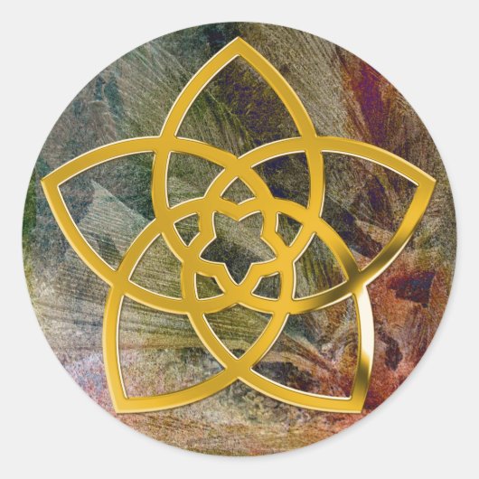 Symbool Venus Flower/GOLD | veren Ronde Sticker (Voorkant)