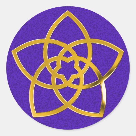 Symbool Venus Flower/GOLD | violet splaatstet Ronde Sticker (Voorkant)