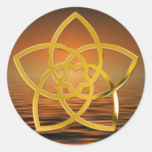 Symbool Venus Flower/GOLD | zonsondergang Ronde Sticker (Voorkant)