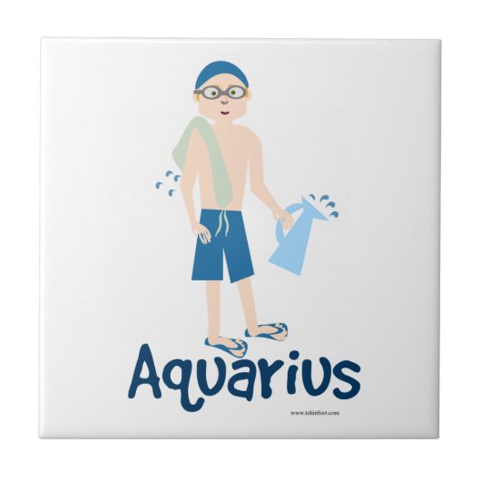 Symbool voor aquarius Cute Water Bearer Tegeltje (Voorkant)