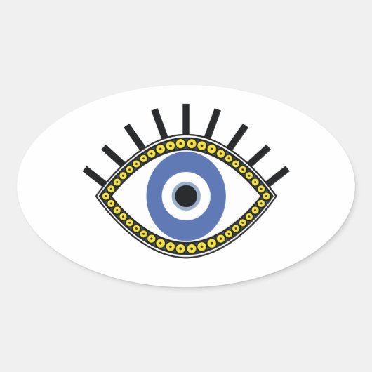 Symbool voor bescherming van het oog etnisch talis ovale sticker (Voorkant)