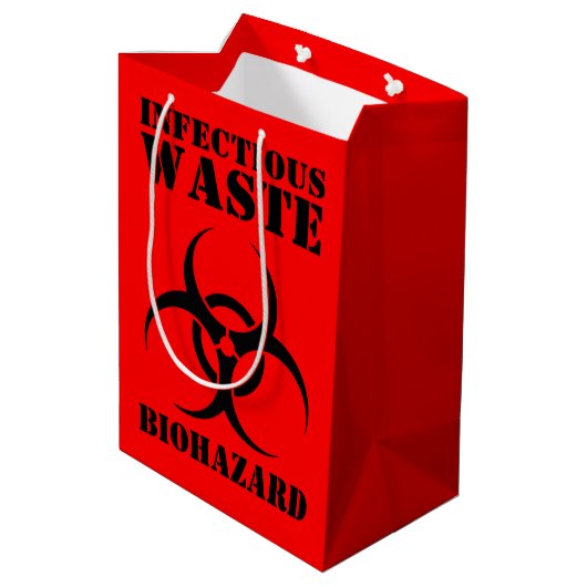 Symbool voor besmettelijk afval en biologisch geva medium cadeauzakje (Achterkant Gekanteld)