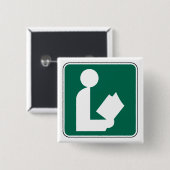 Symbool voor bibliotheek vierkante button 5,1 cm (Voorkant /achterkant)