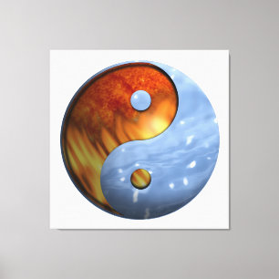 Symbool voor brand en water Yin en Yang Canvas Afdruk