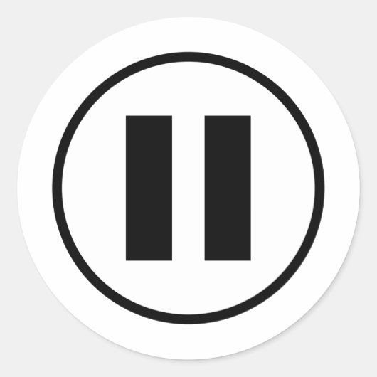 Symbool voor Button onderbreken Ronde Sticker (Voorkant)