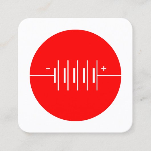 Symbool voor cirkelbatterijen - Rood en wit Vierkante Visitekaartje (Voorkant)