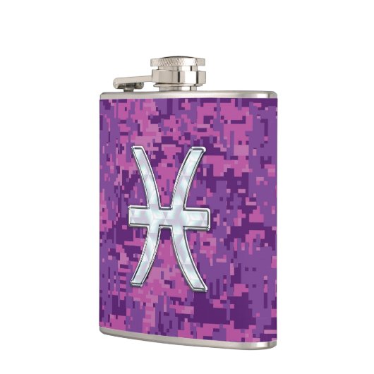 Symbool voor de dierentuin van de pisces op Fuchsi Heupfles (Links)