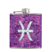 Symbool voor de dierentuin van de pisces op Fuchsi Heupfles (Voorkant)