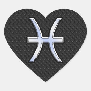 Symbool voor de dierentuin van Pisces op zwarte sl Hart Sticker