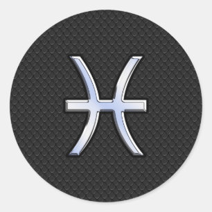 Symbool voor de dierentuin van Pisces op zwarte sl Ronde Sticker