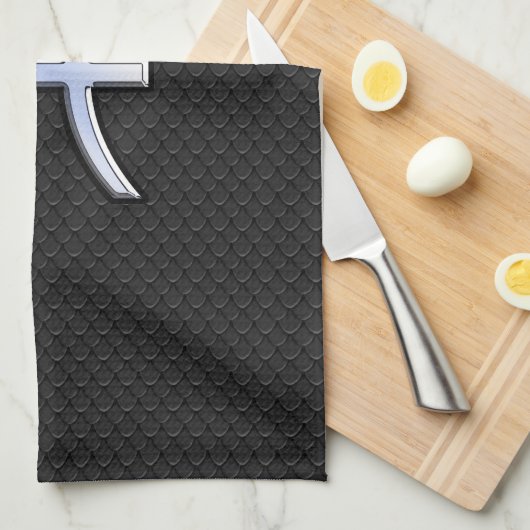 Symbool voor de dierentuin van Pisces op zwarte sl Theedoek (Quarter Fold)