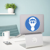 Symbool voor de gevarenaanduiding voor draag ademh sticker (Laptop op bureau)