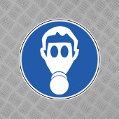 Symbool voor de gevarenaanduiding voor draag ademh sticker