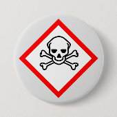 Symbool voor de gevarenzone ronde button 7,6 cm (Voorkant)