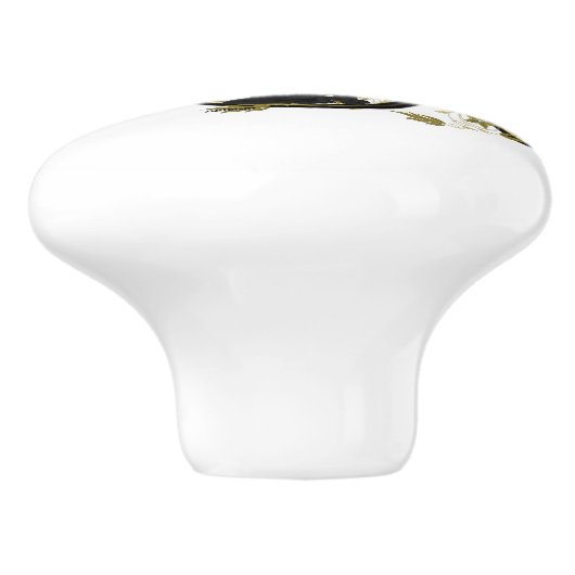 Symbool voor drieduizend zwarte kattevoet keramische knop (Zijkant)