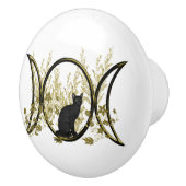 Symbool voor drieduizend zwarte kattevoet keramische knop (Rechts)