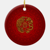 Symbool voor dubbel geluk met Phoenix en Dragon Keramisch Ornament (Achterkant)