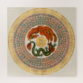Symbool voor dubbel geluk met Phoenix en Dragon Legpuzzel (Horizontaal)