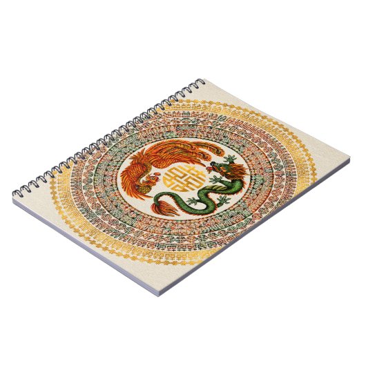 Symbool voor dubbel geluk met Phoenix en Dragon Notitieboek (Linkerzijde)