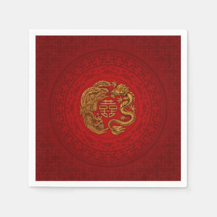 Symbool voor dubbel geluk met Phoenix en Dragon Servet
