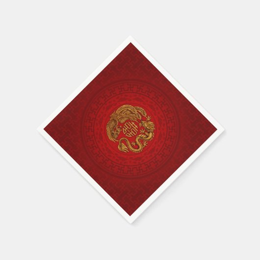 Symbool voor dubbel geluk met Phoenix en Dragon Servet (Hoek)