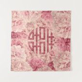 Symbool voor dubbel geluk op pony-bloemen wandkleed (Voorkant (horizontaal))