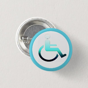 Symbool voor gehandicapten en rolstoel/gehandicapt ronde button 3,2 cm