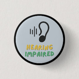 Symbool voor gehoorstoornissen ronde button 3,2 cm