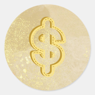 Symbool voor gele dollazen in Money Reiki Ronde Sticker