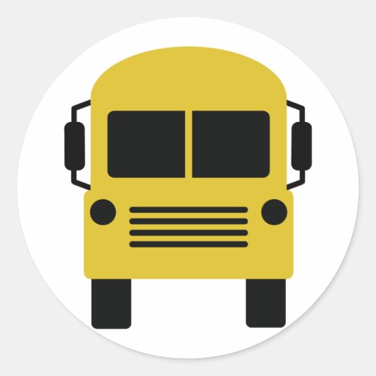 symbool voor gele schoolbus ronde sticker (Voorkant)