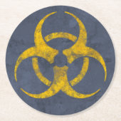 Symbool voor gevaar bij vervorming ronde kartonnen onderzetter (Voorkant)