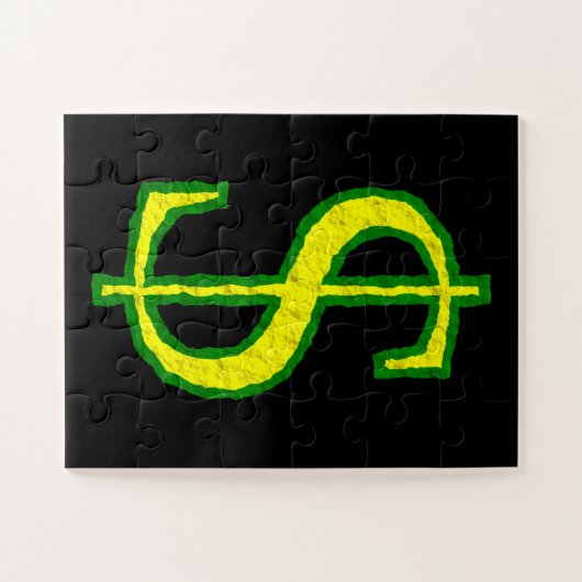 Symbool voor groene en gele dollar legpuzzel (Horizontaal)