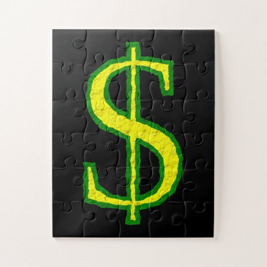 Symbool voor groene en gele dollar legpuzzel (Verticaal)