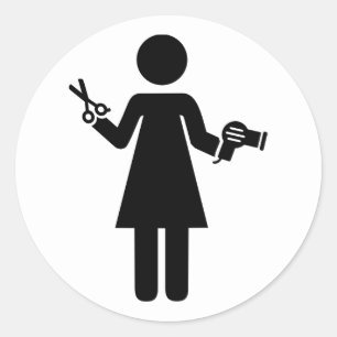 Symbool voor hairdresser ronde sticker