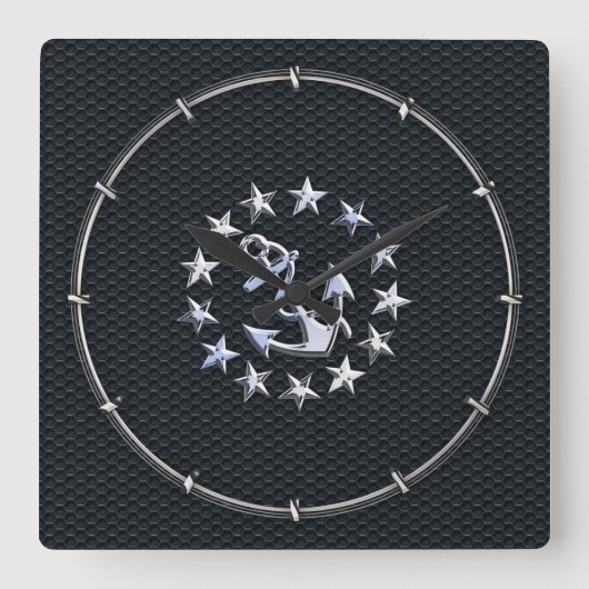 Symbool voor het aandoen van een motorjacht op het vierkante klok (Voorkant)