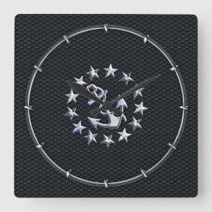 Symbool voor het aandoen van een motorjacht op het vierkante klok