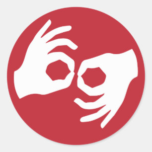 Symbool voor interpretatie van gebarentaal ronde sticker