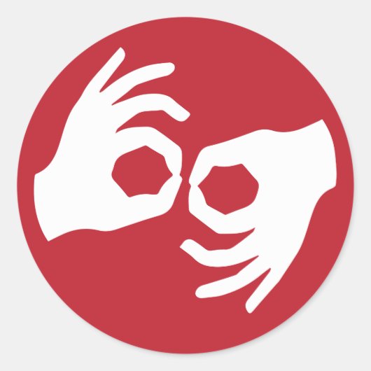Symbool voor interpretatie van gebarentaal ronde sticker (Voorkant)