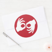 Symbool voor interpretatie van gebarentaal ronde sticker (Envelop)
